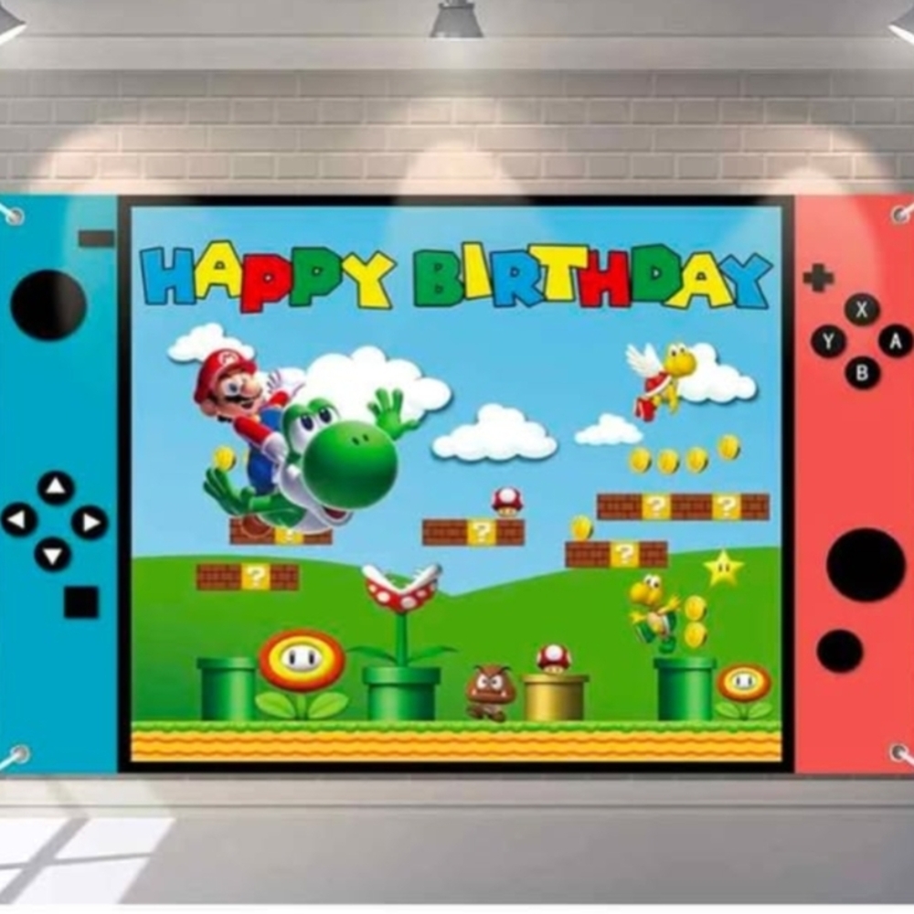 New Nintendo Super Mario Video Game Birthday Backdrop